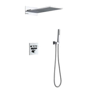 Thermostatic Shower Set with Rainfall Waterfall Head Handheld 3-Button Valve Digital Display Anti Scald Wall-Mounted