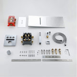 Thermostatic Shower Set with Rainfall Waterfall Head Handheld 3-Button Valve Digital Display Anti Scald Wall-Mounted