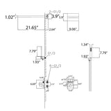 Thermostatic Shower Set with Rainfall Waterfall Head Handheld 3-Button Valve Digital Display Anti Scald Wall-Mounted