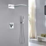 Thermostatic Shower Set with Rainfall Waterfall Head Handheld 3-Button Valve Digital Display Anti Scald Wall-Mounted