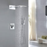 Thermostatic Shower Set with Rainfall Waterfall Head Handheld 3-Button Valve Digital Display Anti Scald Wall-Mounted
