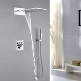Thermostatic Shower Set with Rainfall Waterfall Head Handheld 3-Button Valve Digital Display Anti Scald Wall-Mounted