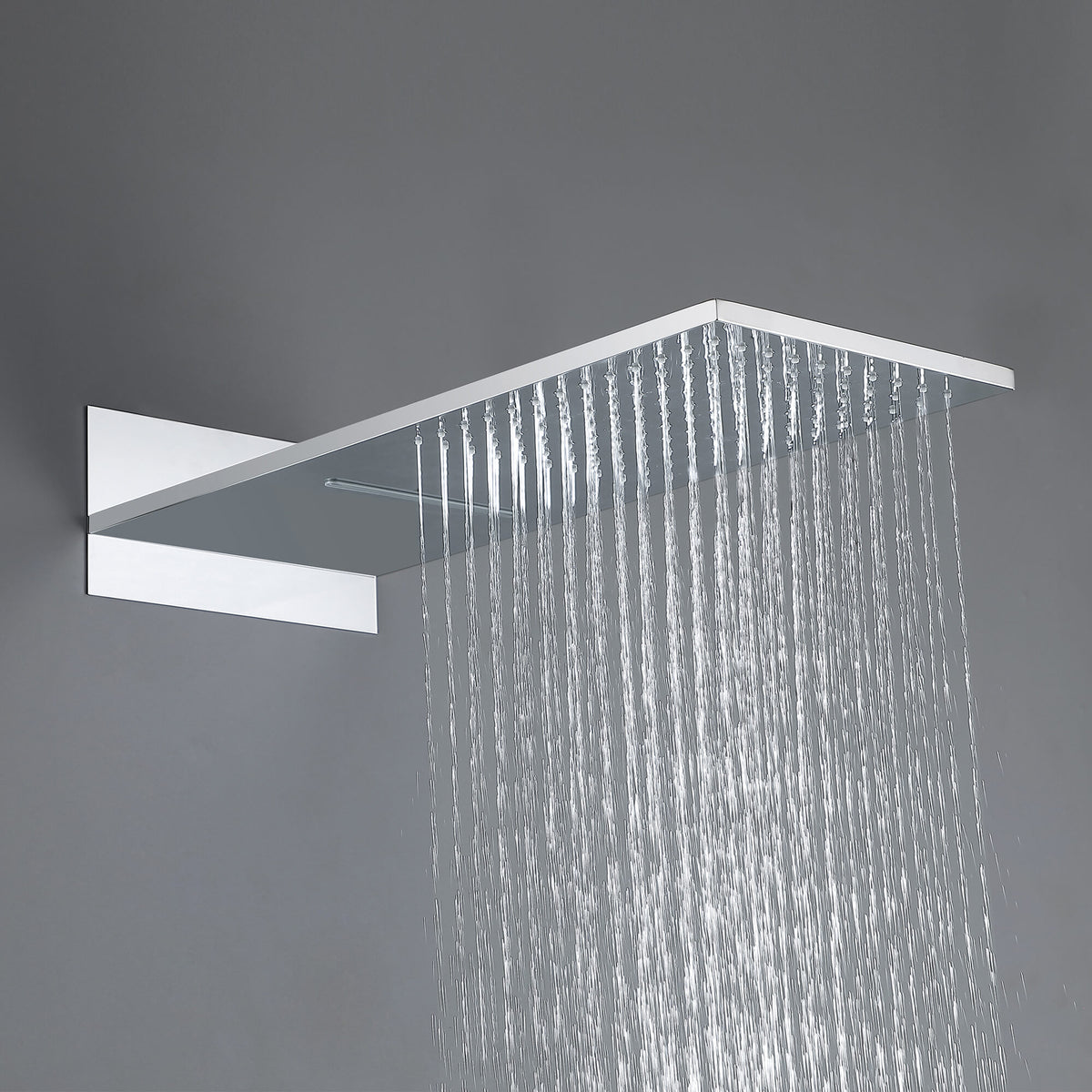 Thermostatic Shower Set with Rainfall Waterfall Head Handheld 3-Button Valve Digital Display Anti Scald Wall-Mounted