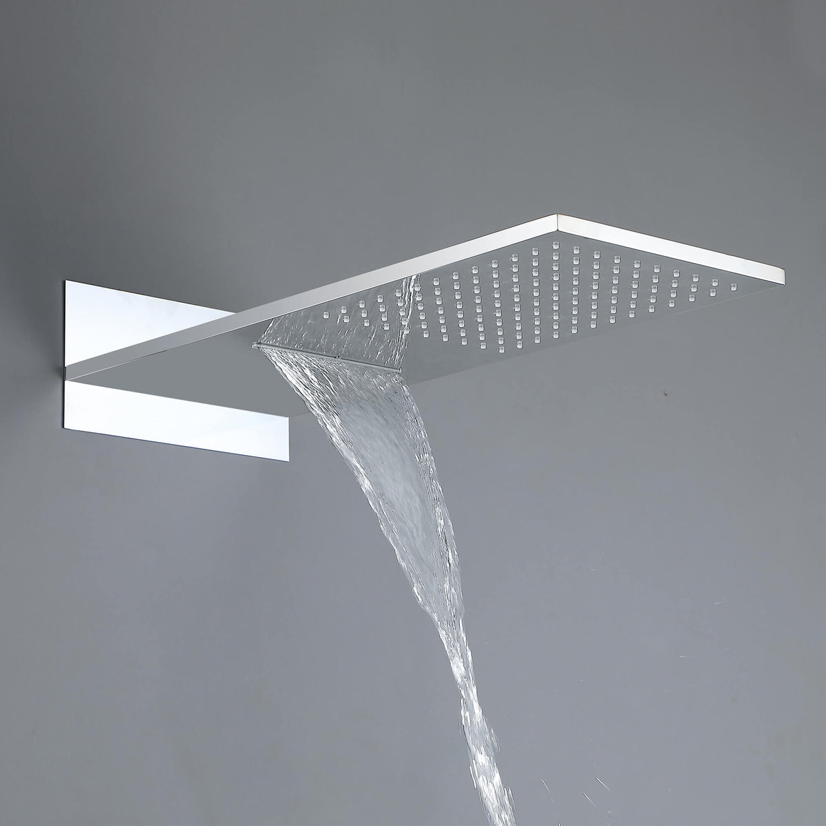 Thermostatic Shower Set with Rainfall Waterfall Head Handheld 3-Button Valve Digital Display Anti Scald Wall-Mounted