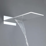 Thermostatic Shower Set with Rainfall Waterfall Head Handheld 3-Button Valve Digital Display Anti Scald Wall-Mounted
