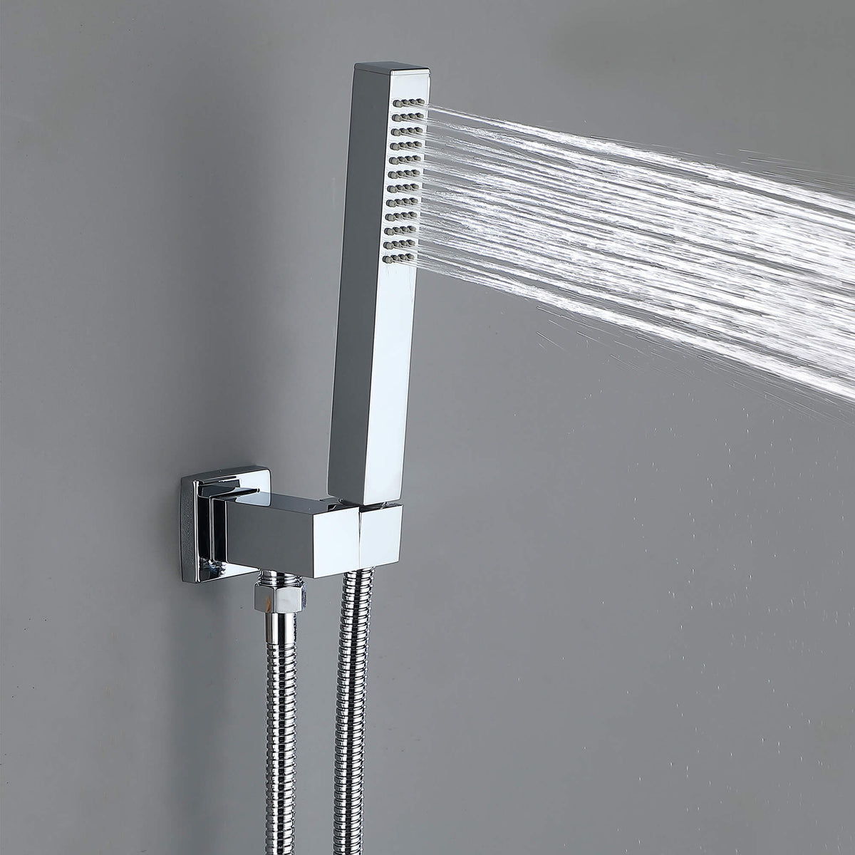 Thermostatic Shower Set with Rainfall Waterfall Head Handheld 3-Button Valve Digital Display Anti Scald Wall-Mounted