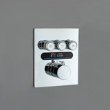 Thermostatic Shower Set with Rainfall Waterfall Head Handheld 3-Button Valve Digital Display Anti Scald Wall-Mounted