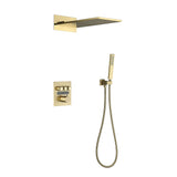 Thermostatic Shower Set with Rainfall Waterfall Head Handheld 3-Button Valve Digital Display Anti Scald Wall-Mounted