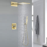 Thermostatic Shower Set with Rainfall Waterfall Head Handheld 3-Button Valve Digital Display Anti Scald Wall-Mounted