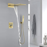 Thermostatic Shower Set with Rainfall Waterfall Head Handheld 3-Button Valve Digital Display Anti Scald Wall-Mounted