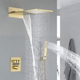 Thermostatic Shower Set with Rainfall Waterfall Head Handheld 3-Button Valve Digital Display Anti Scald Wall-Mounted