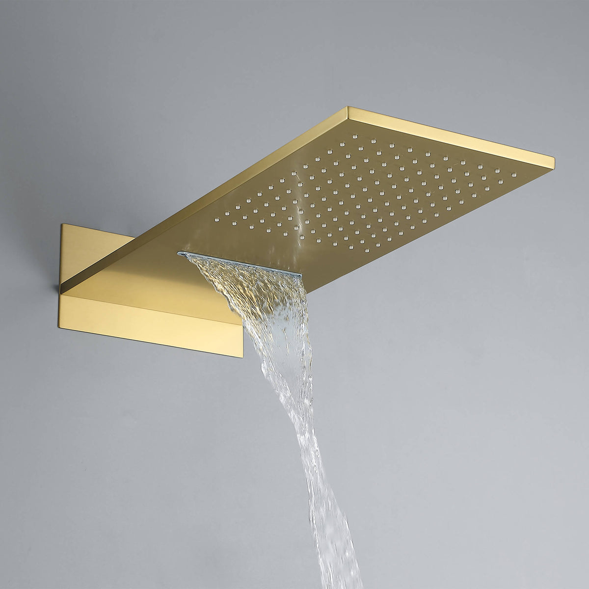 Thermostatic Shower Set with Rainfall Waterfall Head Handheld 3-Button Valve Digital Display Anti Scald Wall-Mounted