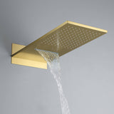 Thermostatic Shower Set with Rainfall Waterfall Head Handheld 3-Button Valve Digital Display Anti Scald Wall-Mounted
