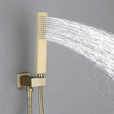 Thermostatic Shower Set with Rainfall Waterfall Head Handheld 3-Button Valve Digital Display Anti Scald Wall-Mounted