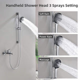 Tub and Shower Faucet Set with Handheld Shower 3 Spray Modes Single Handle Wall-Mounted Mixer