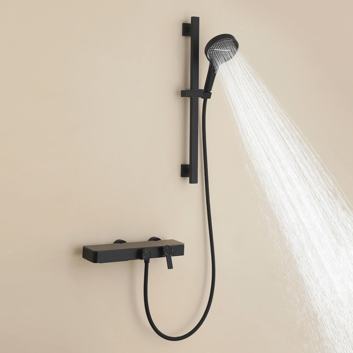 Wall-Mounted Bathtub Shower System with 3-Function Handheld & Waterfall Spout