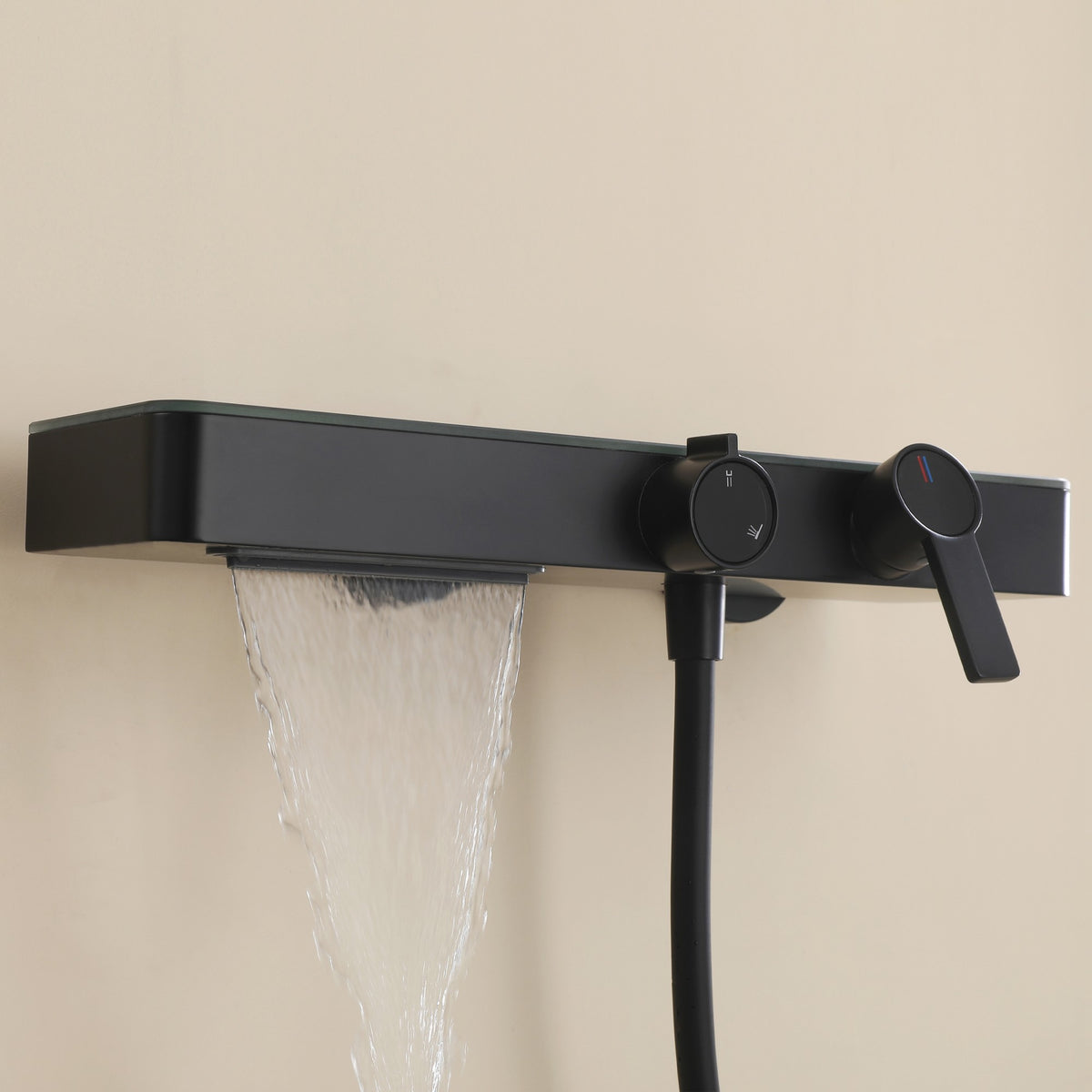 Wall-Mounted Bathtub Shower System with 3-Function Handheld & Waterfall Spout