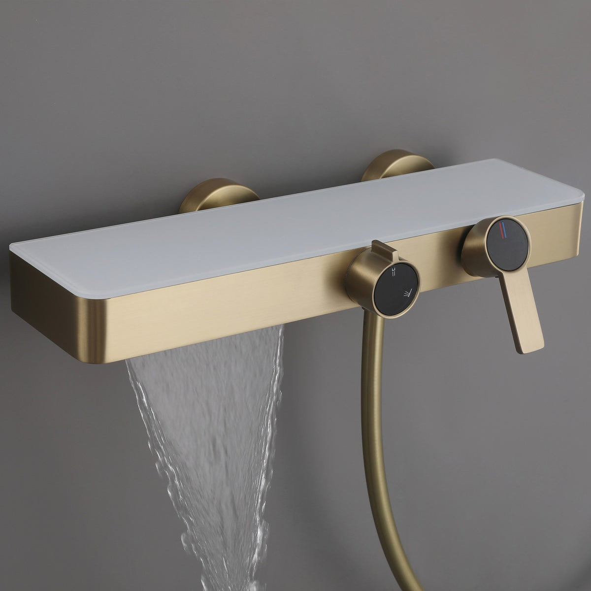 Wall-Mounted Bathtub Shower System with 3-Function Handheld & Waterfall Spout