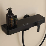 Wall-Mounted Bathtub Faucet Waterfall Spout Push Button Diverter Handheld Shower Slide Bar
