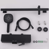 Wall-Mounted Bathtub Faucet Waterfall Spout Push Button Diverter Handheld Shower Slide Bar
