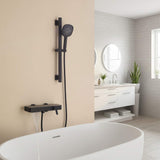 Wall-Mounted Bathtub Faucet Waterfall Spout Push Button Diverter Handheld Shower Slide Bar
