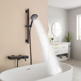 Wall-Mounted Bathtub Faucet Waterfall Spout Push Button Diverter Handheld Shower Slide Bar