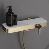 Wall-Mounted Bathtub Faucet Waterfall Spout Push Button Diverter Handheld Shower Slide Bar