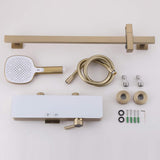 Wall-Mounted Bathtub Faucet Waterfall Spout Push Button Diverter Handheld Shower Slide Bar