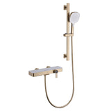 Wall-Mounted Bathtub Faucet Waterfall Spout Push Button Diverter Handheld Shower Slide Bar