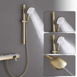 Wall-Mounted Bathtub Faucet Waterfall Spout Push Button Diverter Handheld Shower Slide Bar