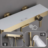 Wall-Mounted Bathtub Faucet Waterfall Spout Push Button Diverter Handheld Shower Slide Bar