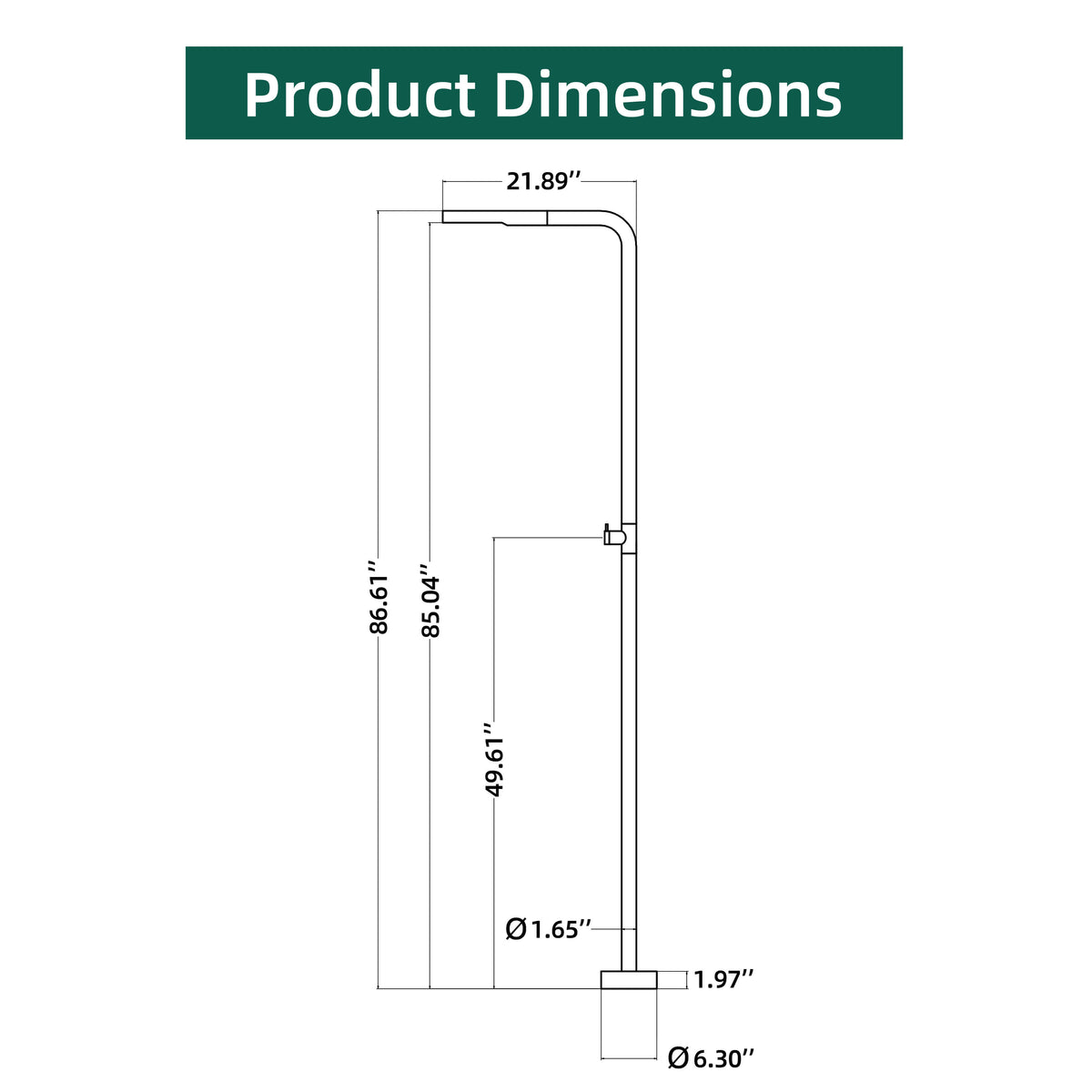 Modern Outdoor Pool Shower 316 Stainless Steel Cold Water Freestanding Shower