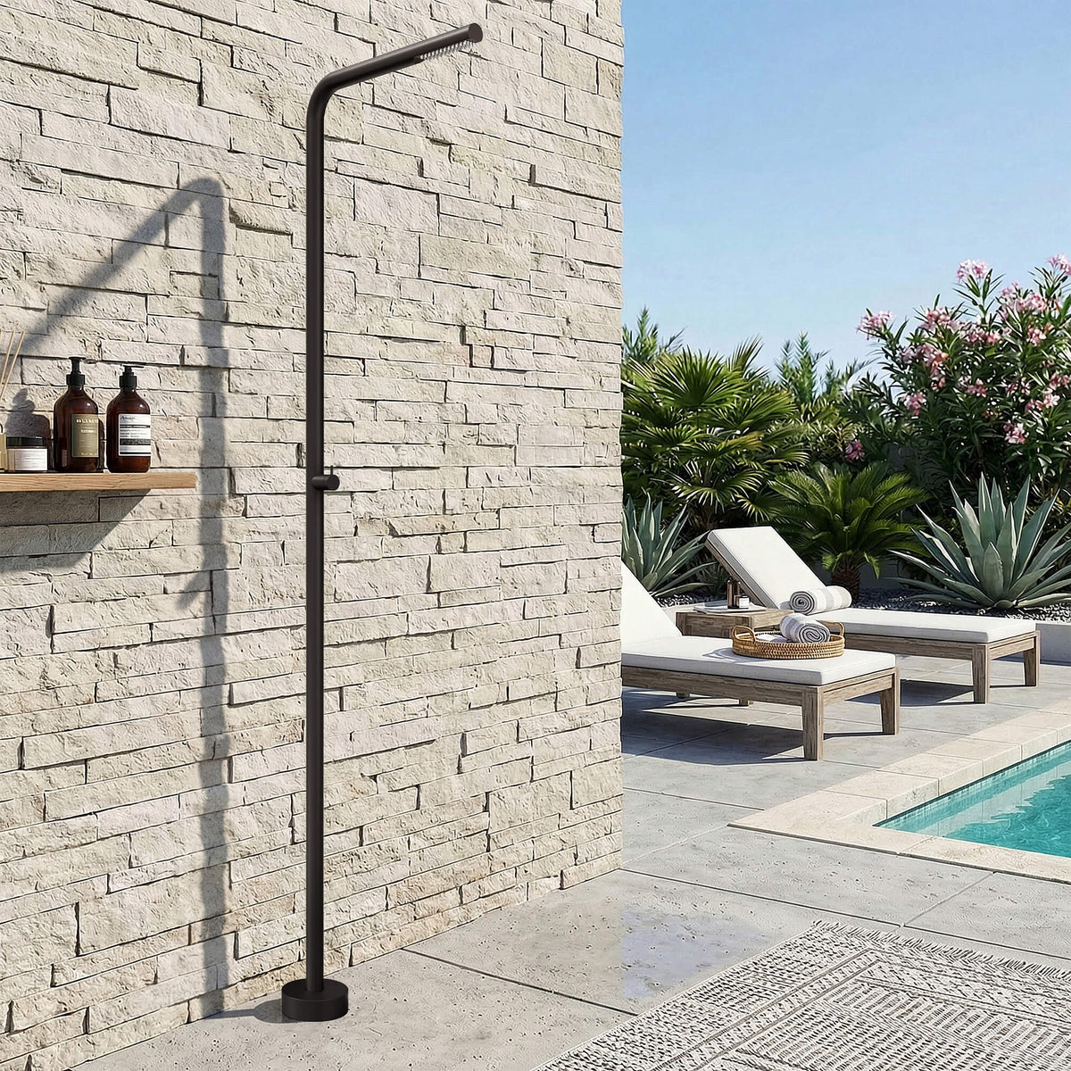 Modern Outdoor Pool Shower 316 Stainless Steel Cold Water Freestanding Shower