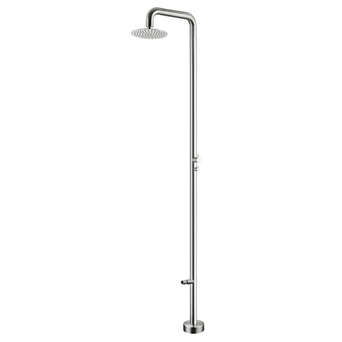 2-Function Outdoor Shower with Rain Shower Head and 360° Adjustable Foot Wash Spout