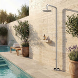 2-Function Outdoor Shower with Rain Shower Head and 360° Adjustable Foot Wash Spout