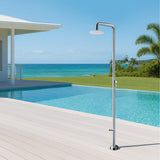 2-Function Outdoor Shower with Rain Shower Head and 360° Adjustable Foot Wash Spout