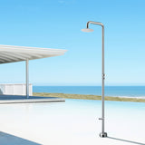 2-Function Outdoor Shower with Rain Shower Head and 360° Adjustable Foot Wash Spout