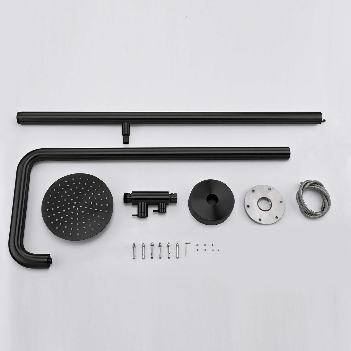 2-Function Outdoor Shower with Rain Shower Head and 360° Adjustable Foot Wash Spout