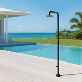 2-Function Outdoor Shower with Rain Shower Head and 360° Adjustable Foot Wash Spout