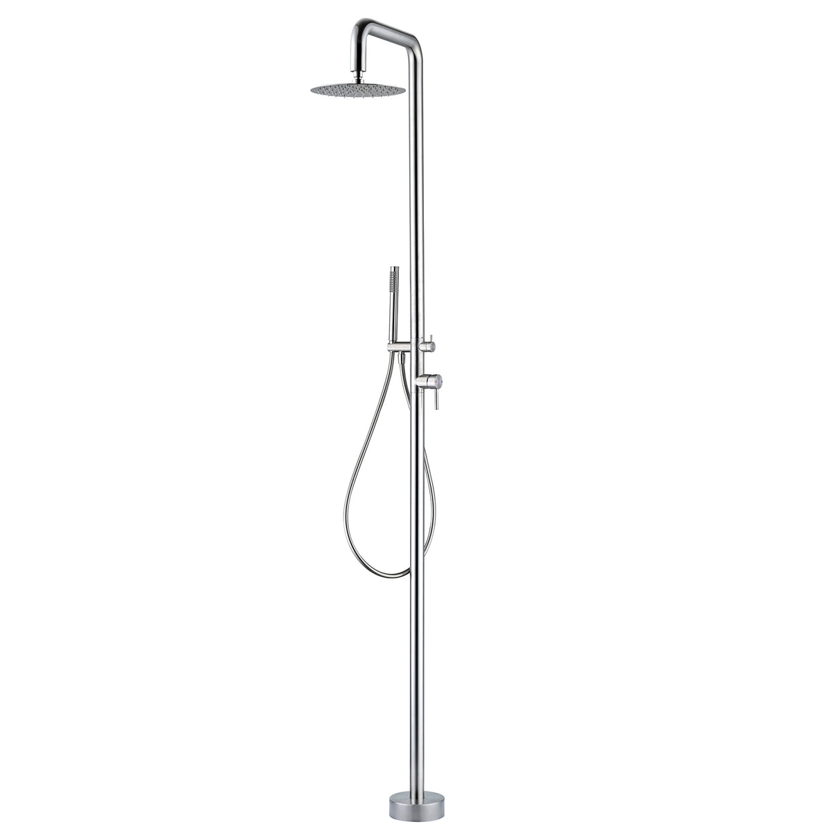 Outdoor Shower 316 Stainless Steel Freestanding Pool Shower with Hot & Cold Water Control