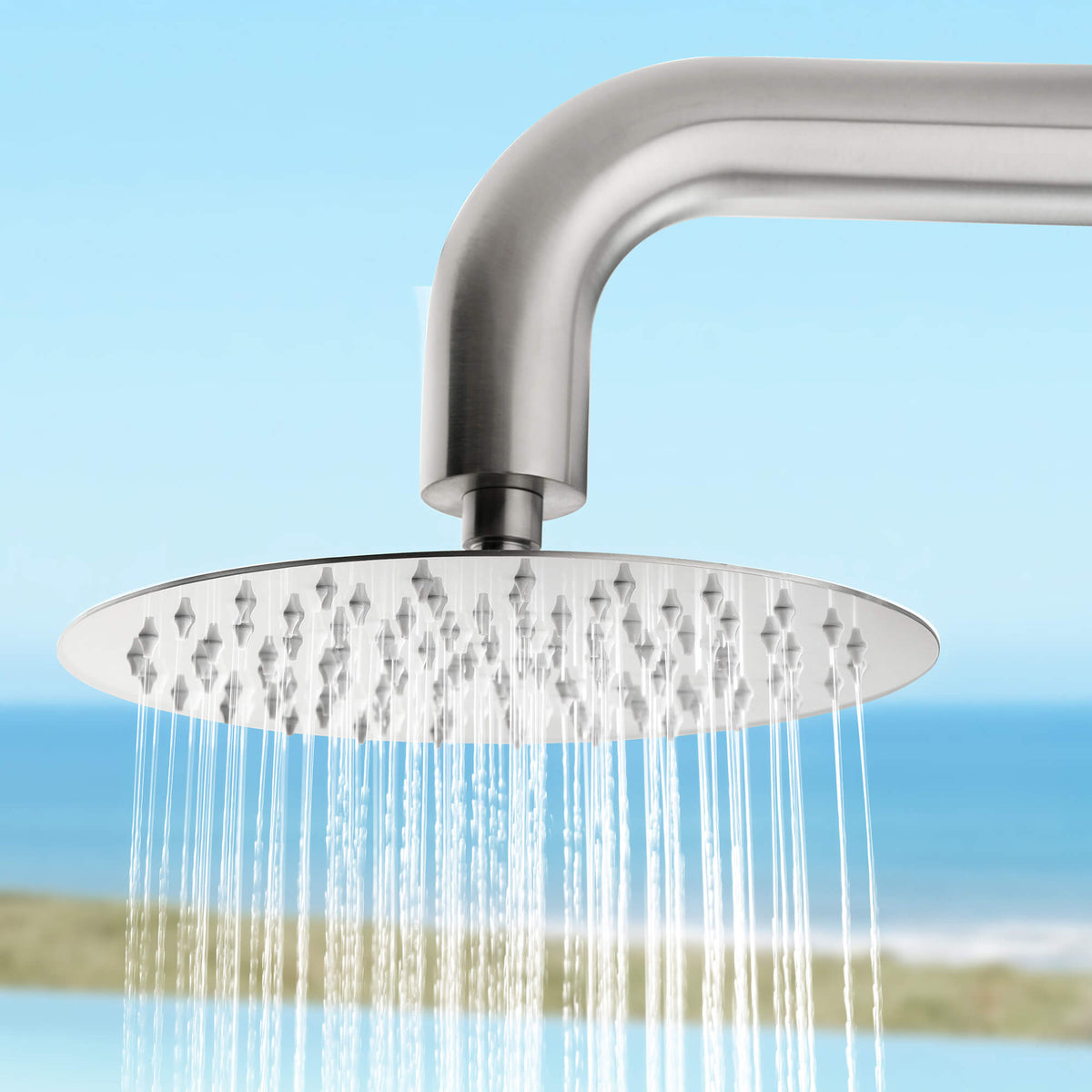 Outdoor Shower 316 Stainless Steel Freestanding Pool Shower with Hot & Cold Water Control
