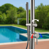 Outdoor Shower 316 Stainless Steel Freestanding Pool Shower with Hot & Cold Water Control