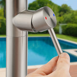 Outdoor Shower 316 Stainless Steel Freestanding Pool Shower with Hot & Cold Water Control