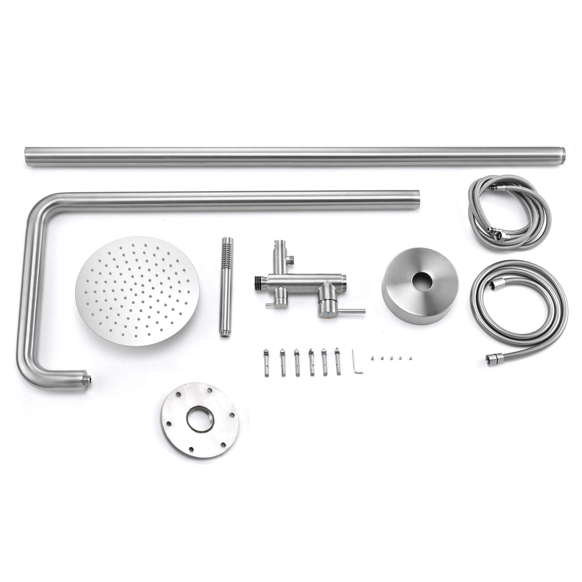 Outdoor Shower 316 Stainless Steel Freestanding Pool Shower with Hot & Cold Water Control