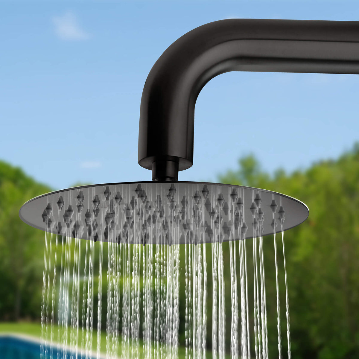 Outdoor Shower 316 Stainless Steel Freestanding Pool Shower with Hot & Cold Water Control