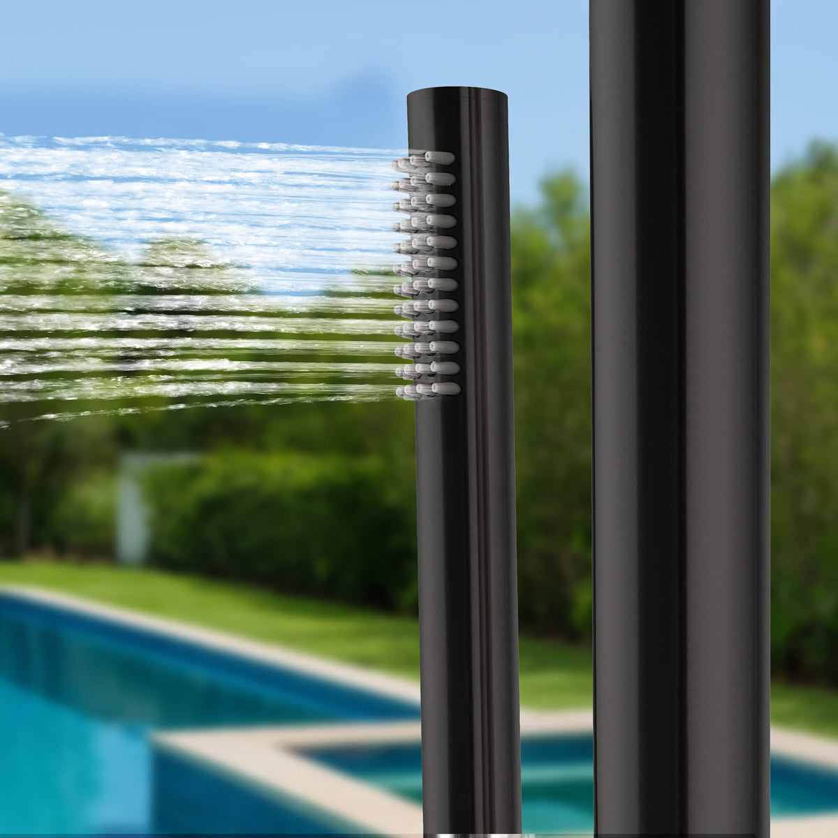 Outdoor Shower 316 Stainless Steel Freestanding Pool Shower with Hot & Cold Water Control