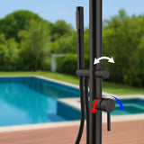 Outdoor Shower 316 Stainless Steel Freestanding Pool Shower with Hot & Cold Water Control