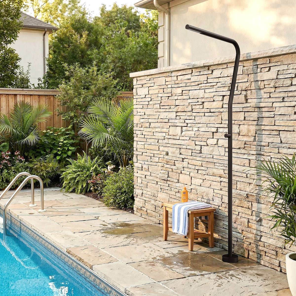 316 Stainless Steel Outdoor Shower Modern Freestanding Cold Water Pool Garden Shower