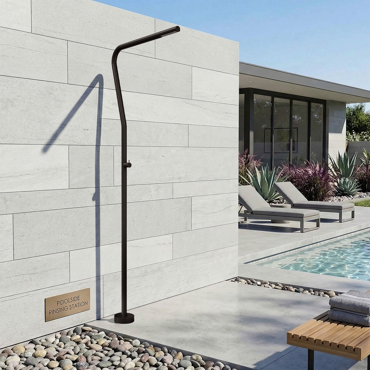 316 Stainless Steel Outdoor Shower Modern Freestanding Cold Water Pool Garden Shower