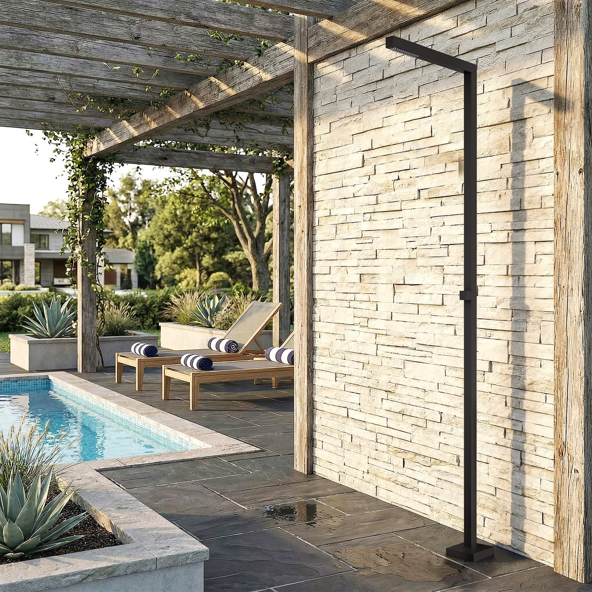 316 Stainless Steel Outdoor Shower Cold Water Freestanding for Pool and Garden